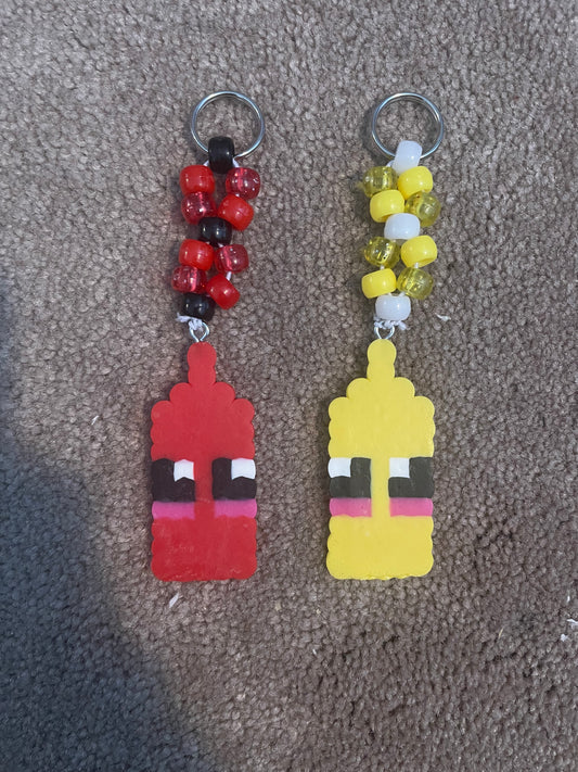 “Ketchup & Mustard” Matching Kandi Keychain Set